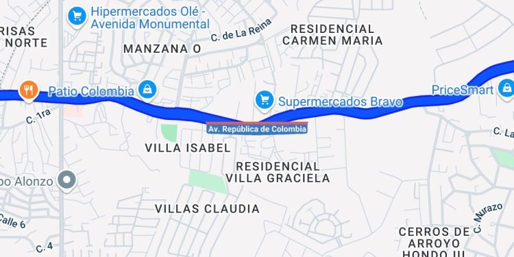Gobierno intervendrá la República de Colombia desde autopista Duarte a Los Próceres